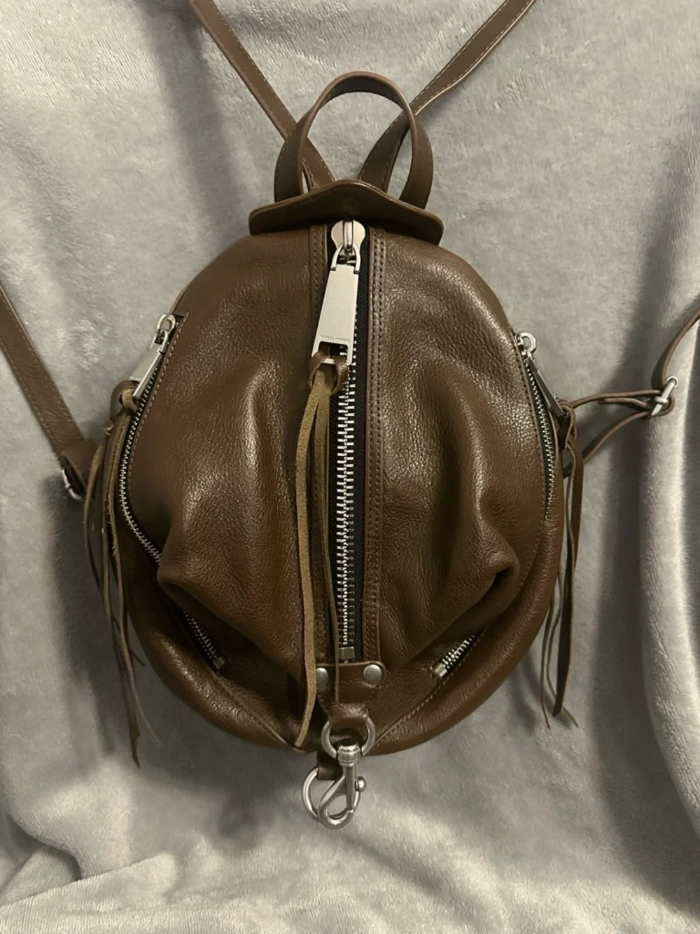Rebecca Minkoff Medium Julian Leather Backpack Brown